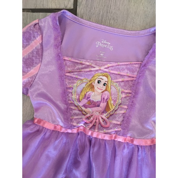 Disney Princess Rapunzel Nightgown Purple Tangled Dress Up Pajamas Girls 4T - Picture 2 of 3